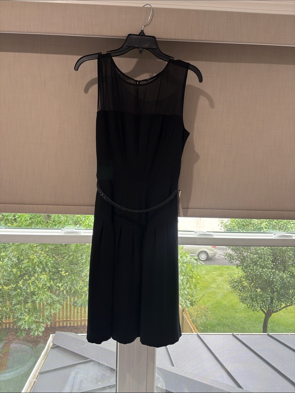 Black Sleeveless Mesh Yoke Cocktail Dress NWT